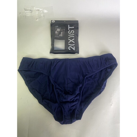 2xist Modal Luxe Hip Rib Brief Bikini Underwear Navy Blazer Blue Mens Size XL - Picture 1 of 5
